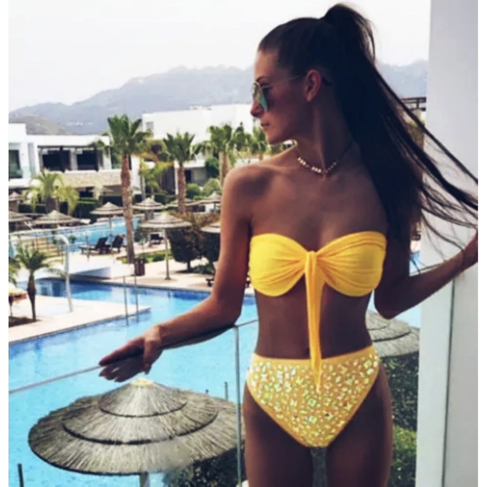Tube Top Rhinestone Bottom Bikini - Picture 5 of 8